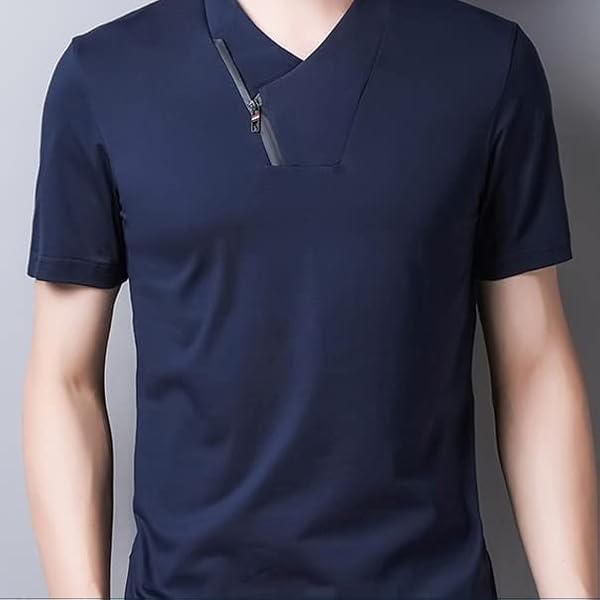 YFQHDD Top in Cotone T-Shirt Estiva for Uomo con Scollo a V Pianura a Manica Corta Abbigliamento Casual da Uomo